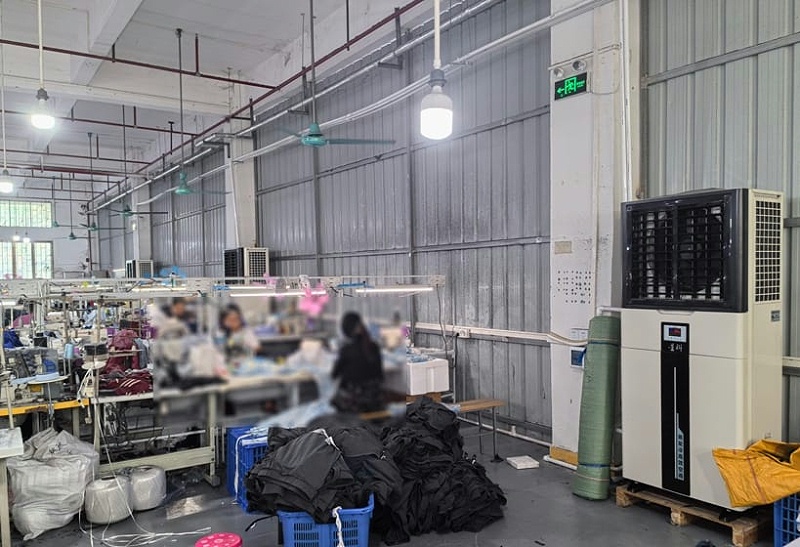 1000 平米服裝廠降溫安裝工業省電空調-立式軸流機