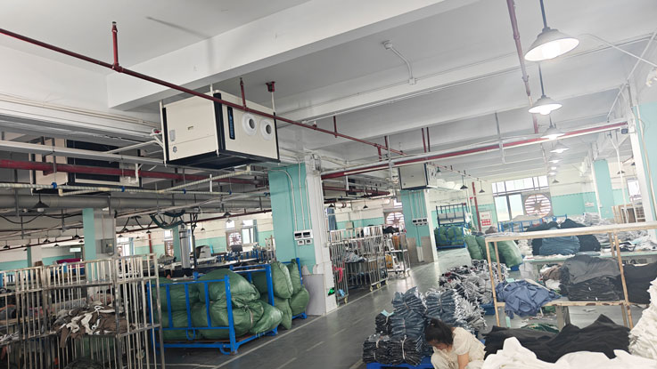 大型制衣廠整體精準降溫，應用蒸發冷省電空調